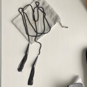 Kendra Scott Tassel Lariat Necklace in Gunmetal